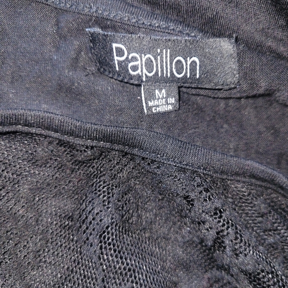Papillon Black Top with Lace Overlay M - Picture 6 of 6